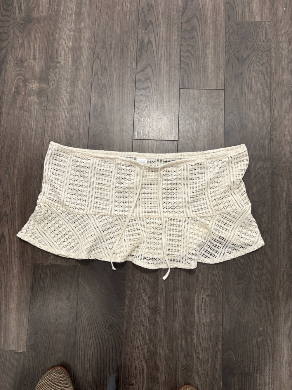 wild fable Cream Crochet Drawstring skirt coverup